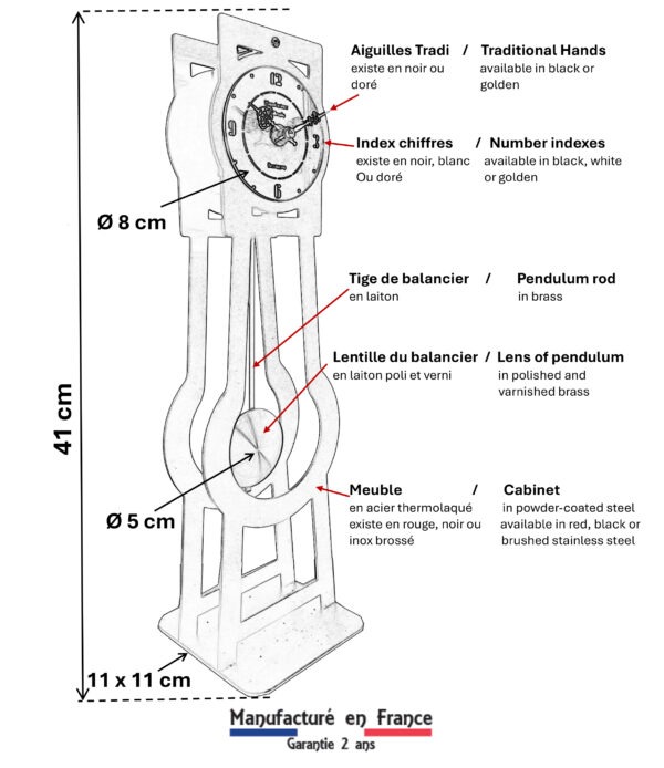 guide de personnalisation de l'horloge Comtoiselle cadran aiguilles balancier boutique